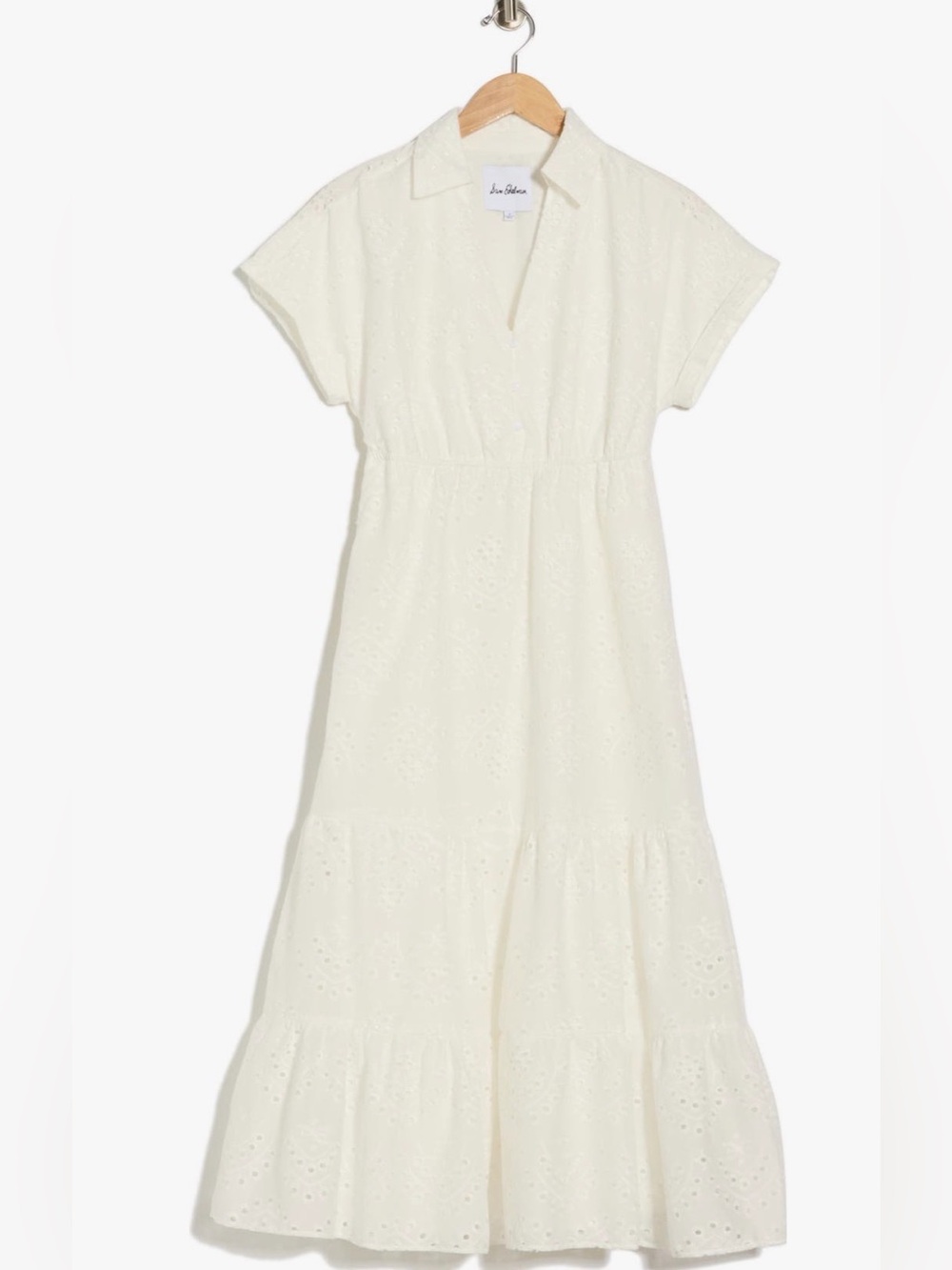 Sam Edelman White Eyelet Tiered Maxi Shirt Dress size 6 - Picture 8 of 9
